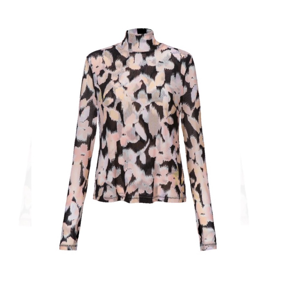 Cabi Mesh Turtleneck style #4422 size Small black and soft pink